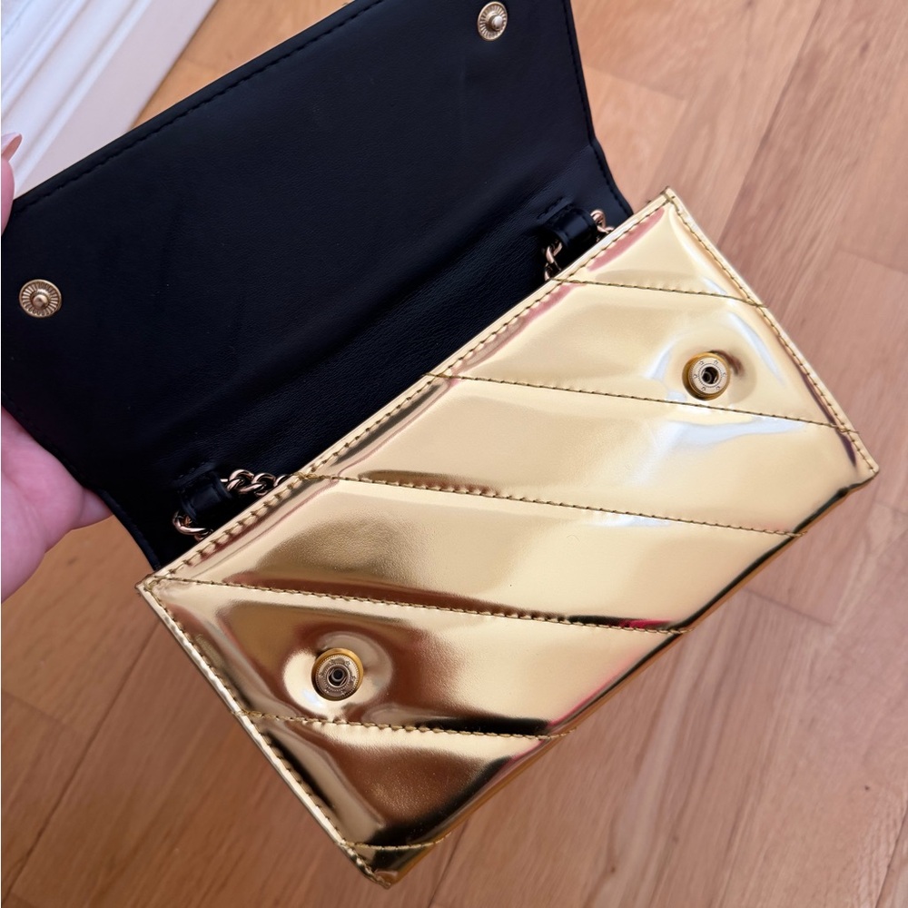 Kurt Geiger Metallic Gold Quilted Clutch/crossbody bag - Picture 2 of 7